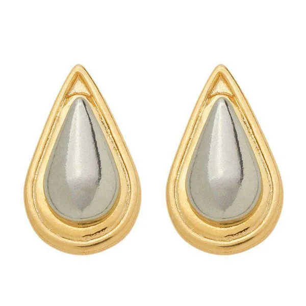 Brinco Dourado e Prateado Formato Gota